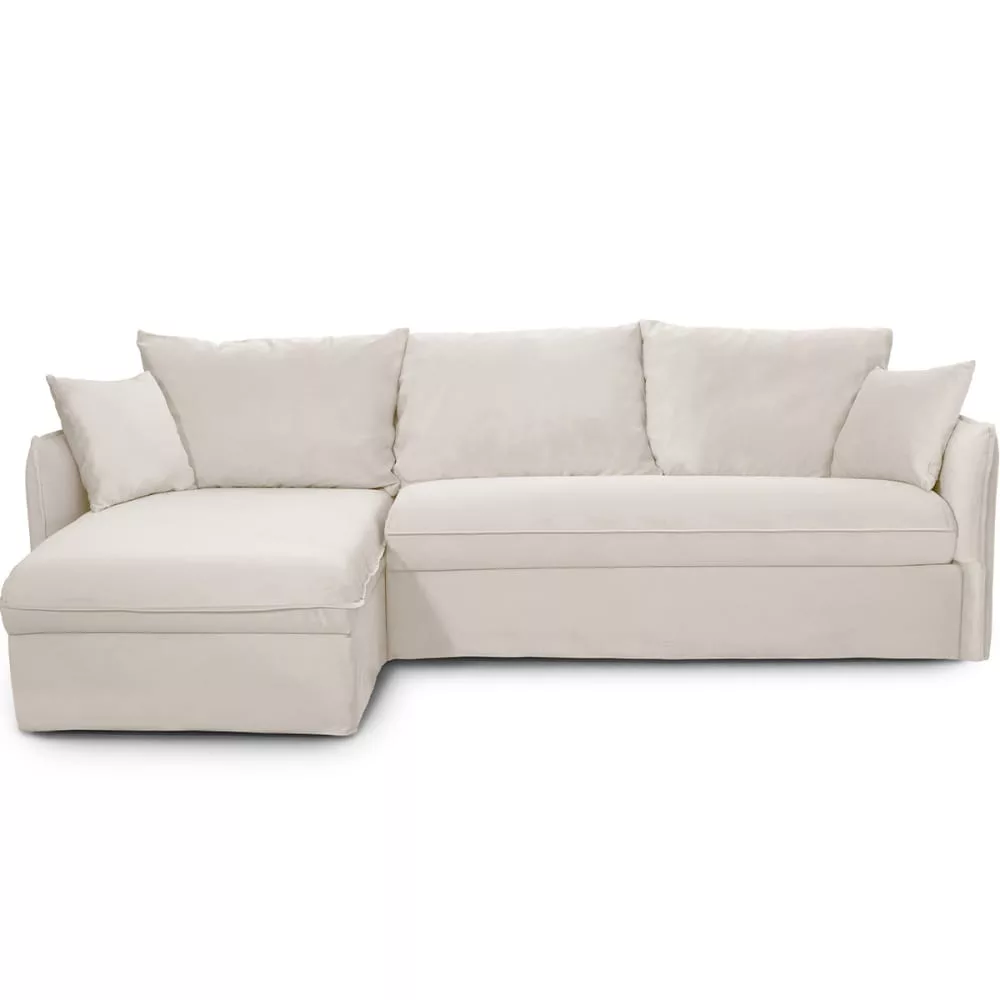 Canapé d'angle convertible express 5 places en velours Gina