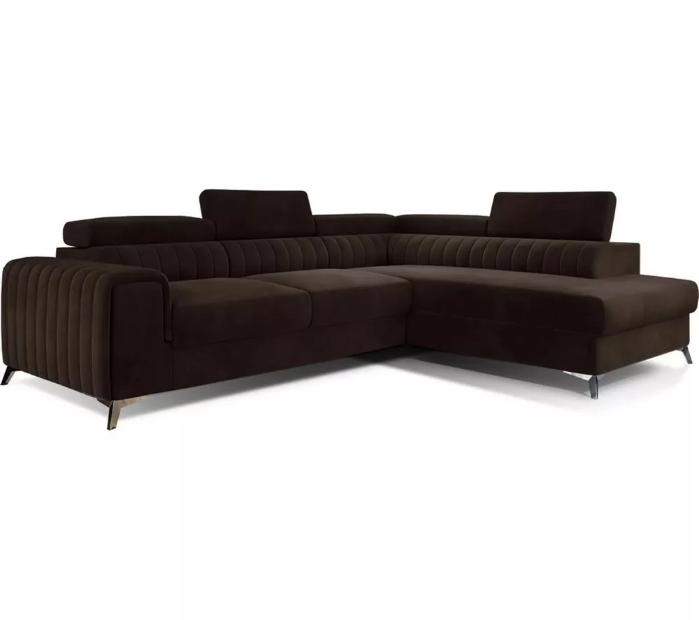 Canapé angle convertible velours 5 places Larry