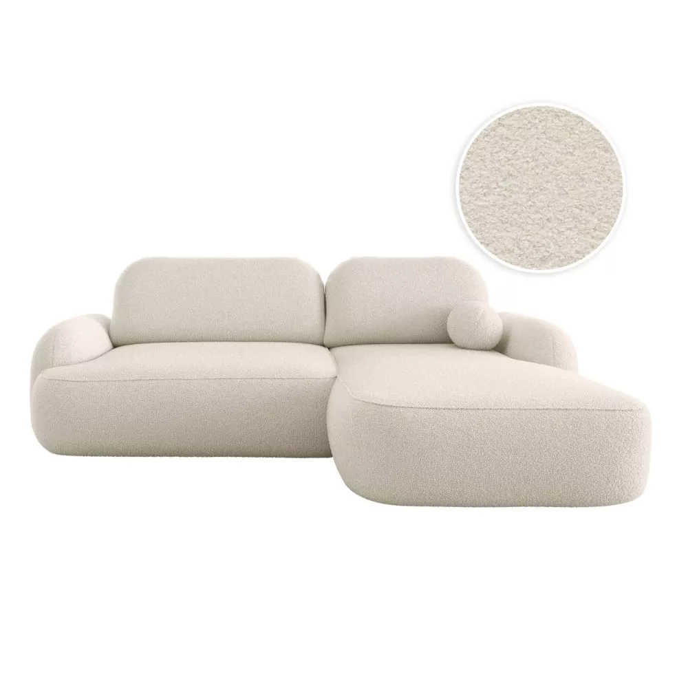 Canapé d'angle convertible 4p milly en tissu bouclette