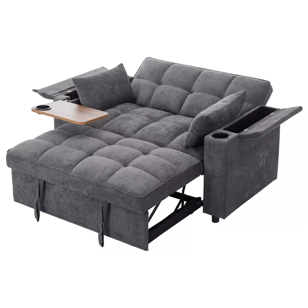 Canapé convertible en velours polyester