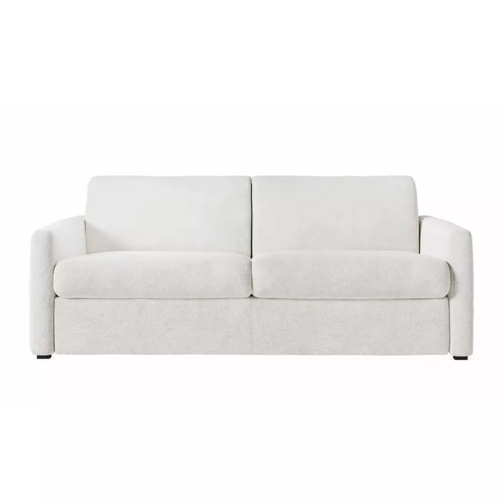 Canapé convertible express 3 places en tissu bouclette Agathe