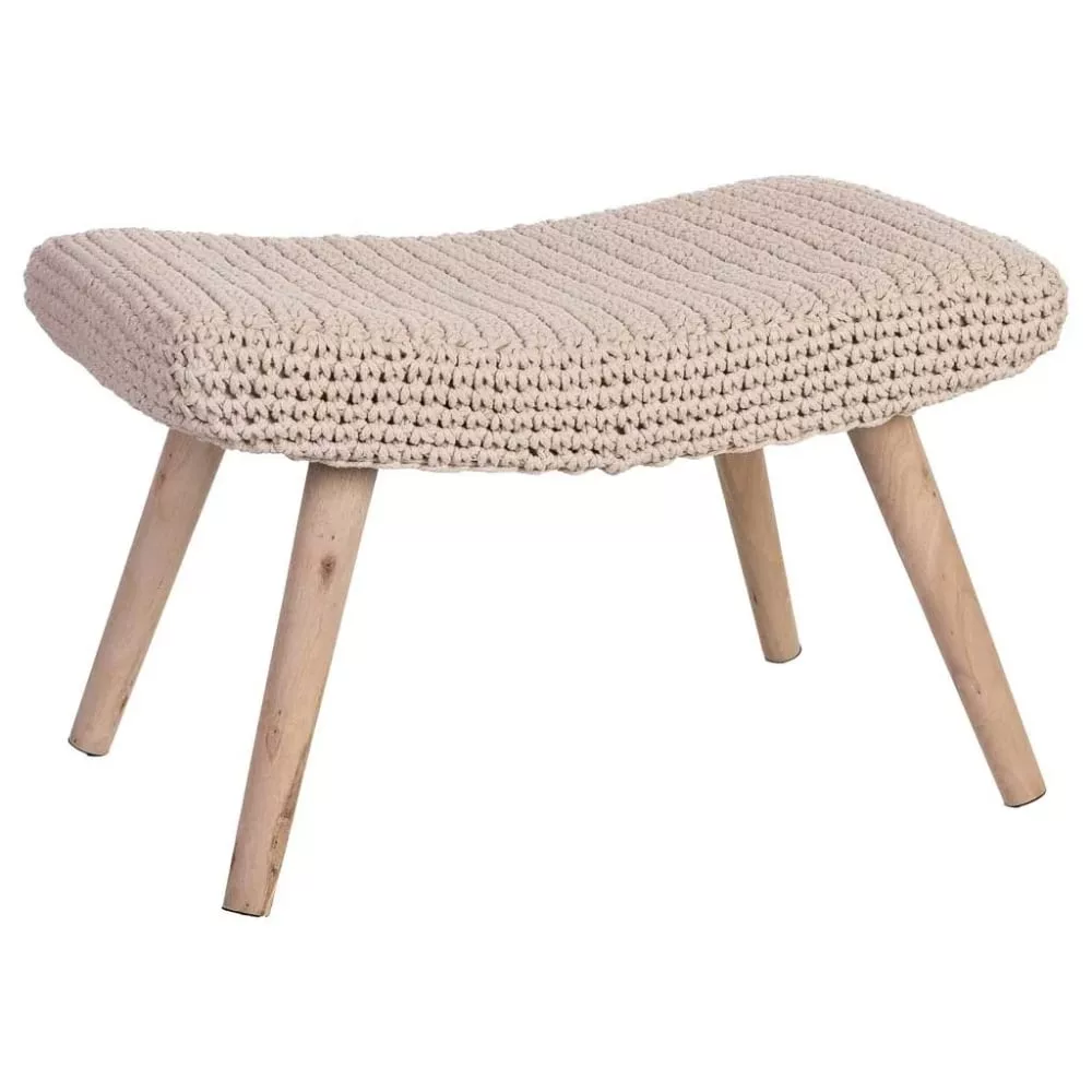 Banquette en bois et coton tressé x 43h cm