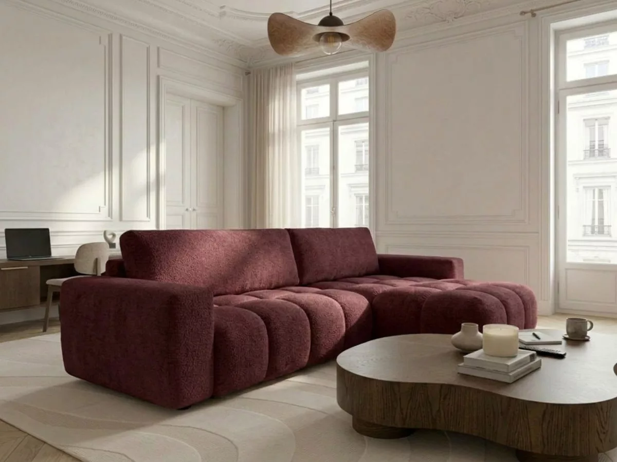 Canapé d'angle réversible convertible JULES tissu lisse BOBOCHIC 3 places