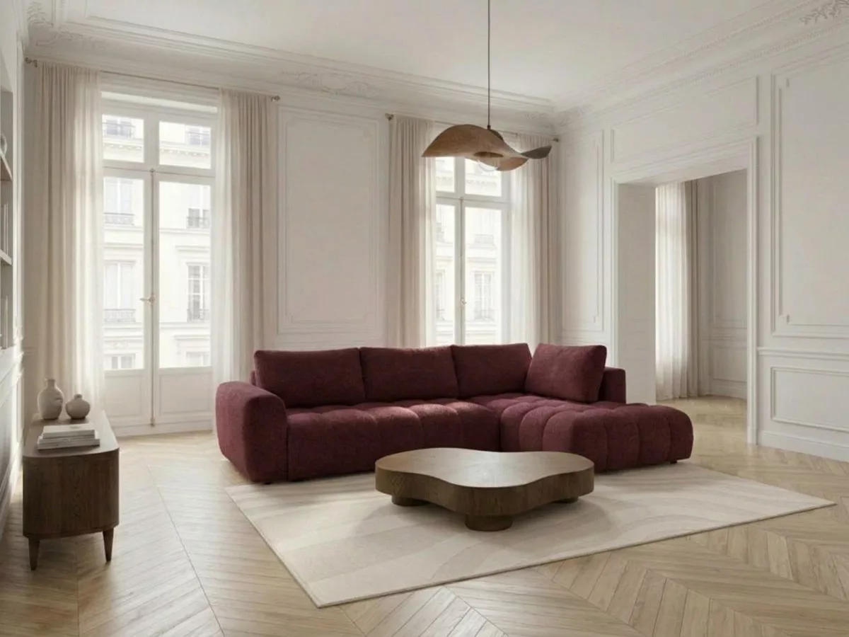 Canapé d'angle L convertible JULES tissu lisse angle BOBOCHIC 3 places