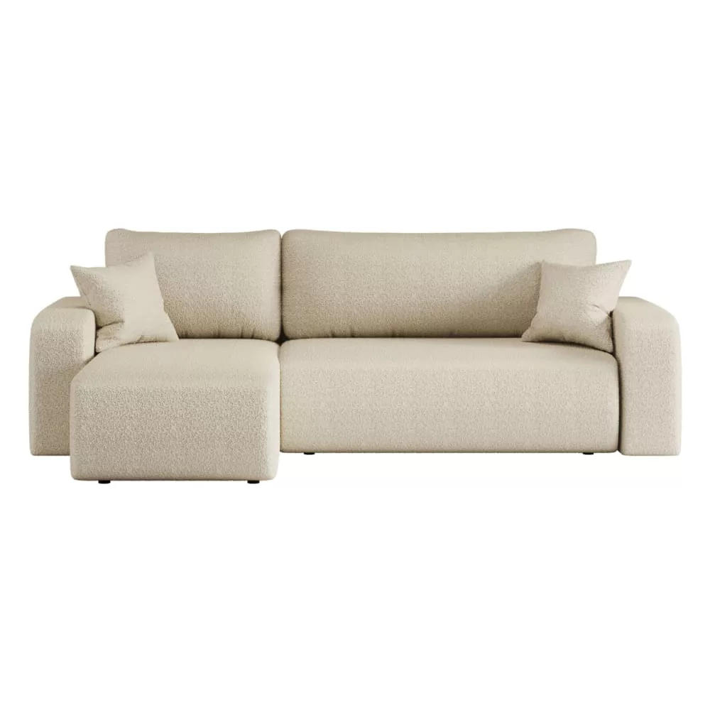 Canapé d'angle convertible 4 places en tissu bouclette Alya