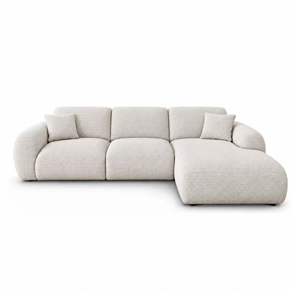 Canapé d'angle 5 places en tissu chenille Barnabe