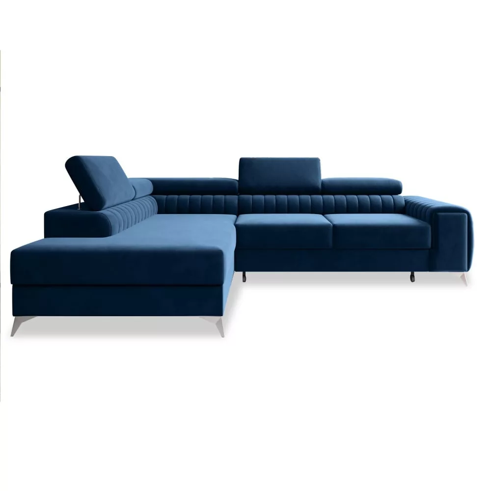 Canapé d'angle convertible 6 places en velours Isaac