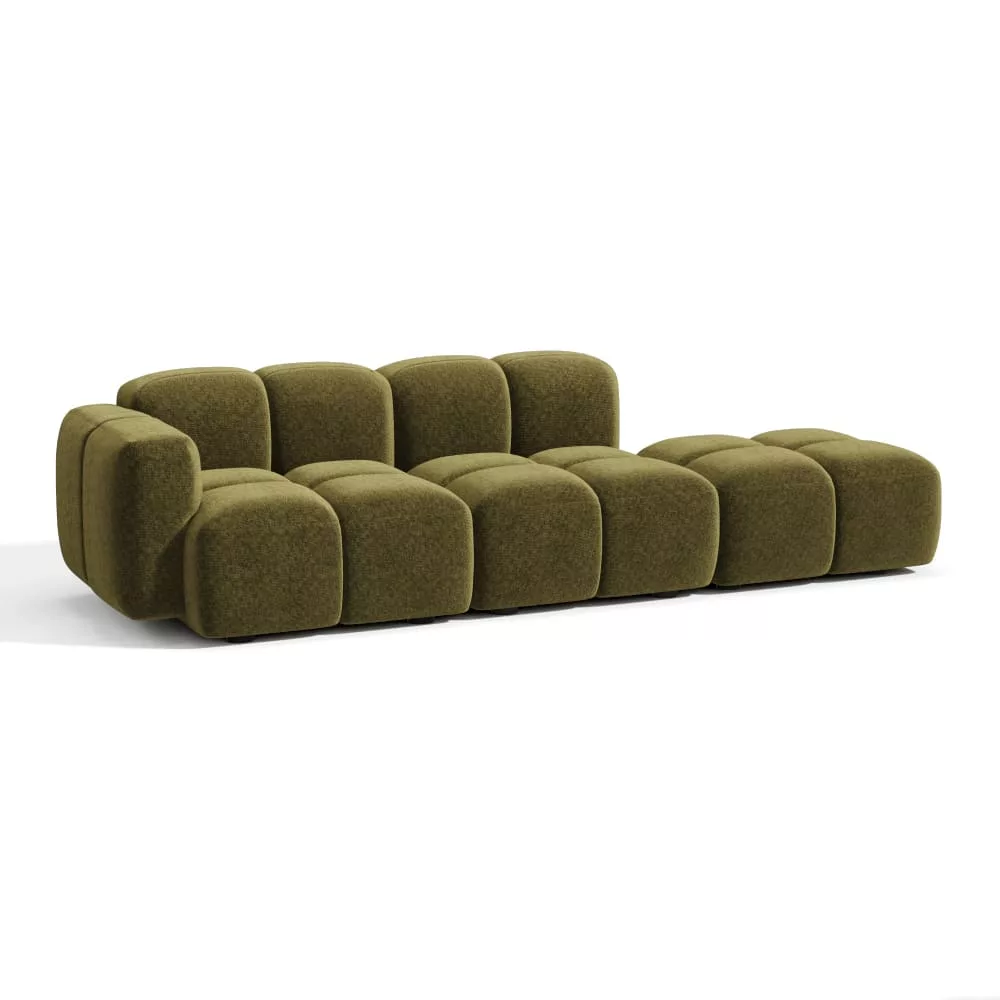 Canapé modulable 4-5 places 4 places en velours texturé