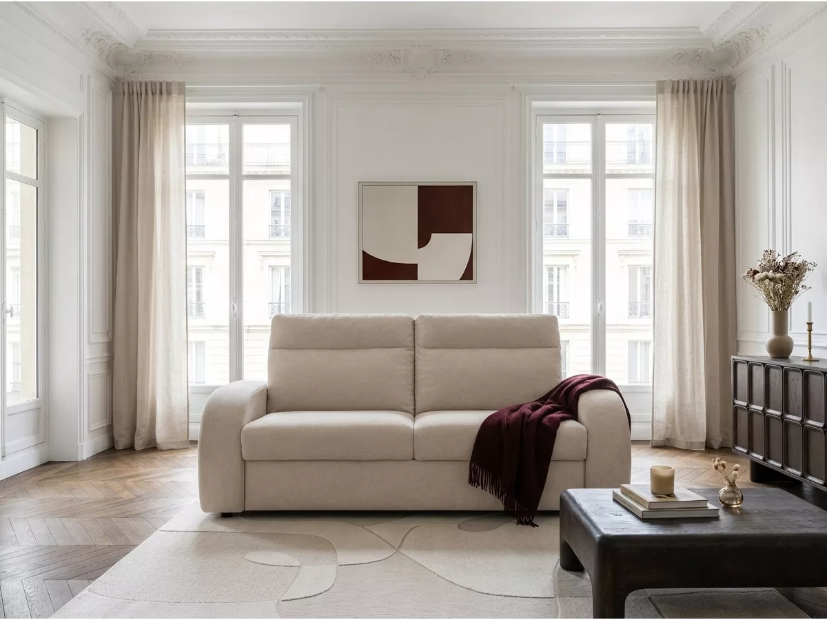 Canapé convertible VALERY ouverture express tissu chenille BOBOCHIC 3 places