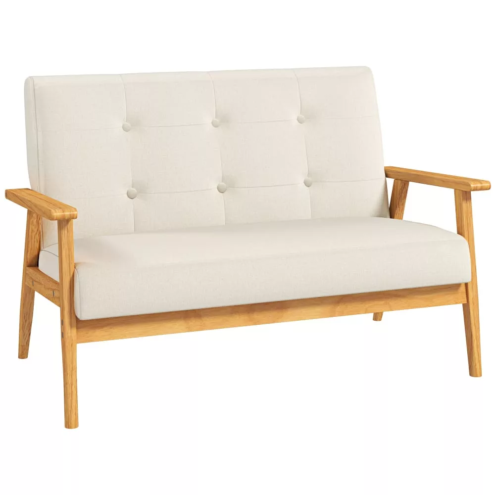 Canapé 2 places style scandinave bois tissu