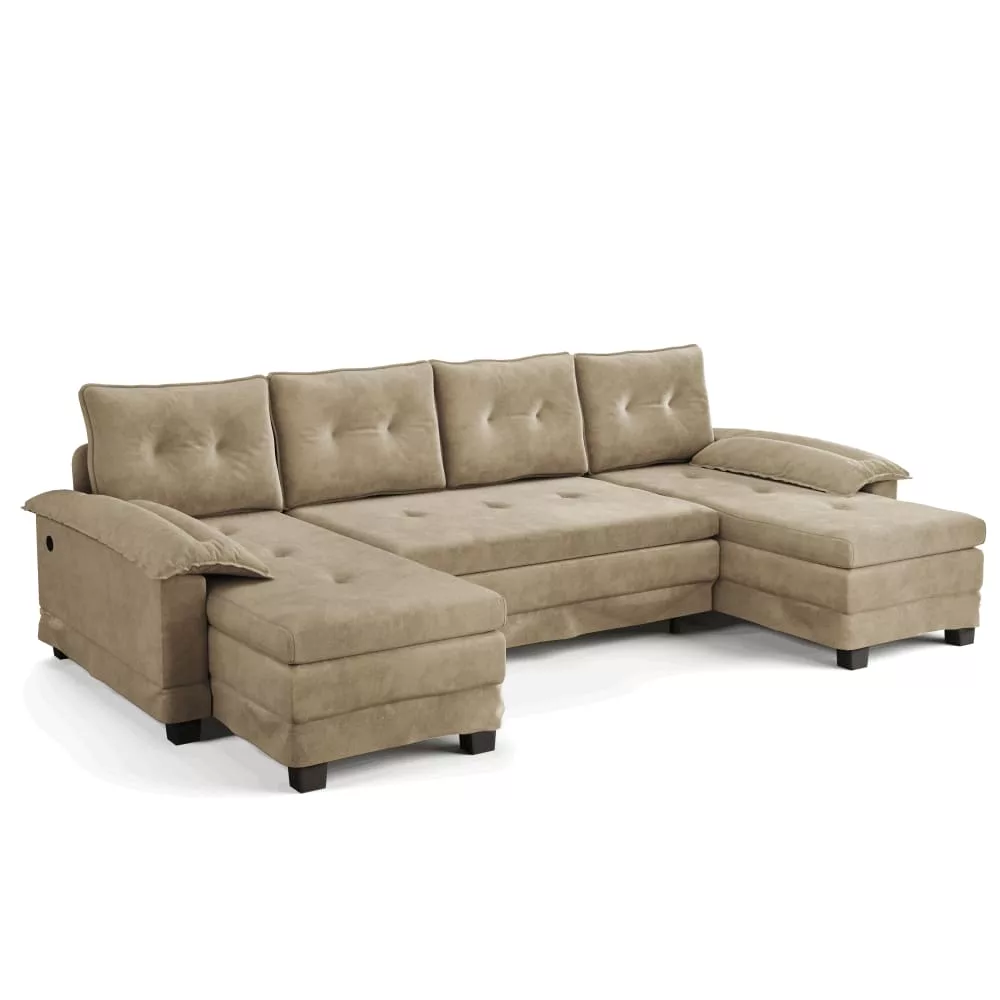 Canapé d'angle convertible modulaire 4 places en chenille