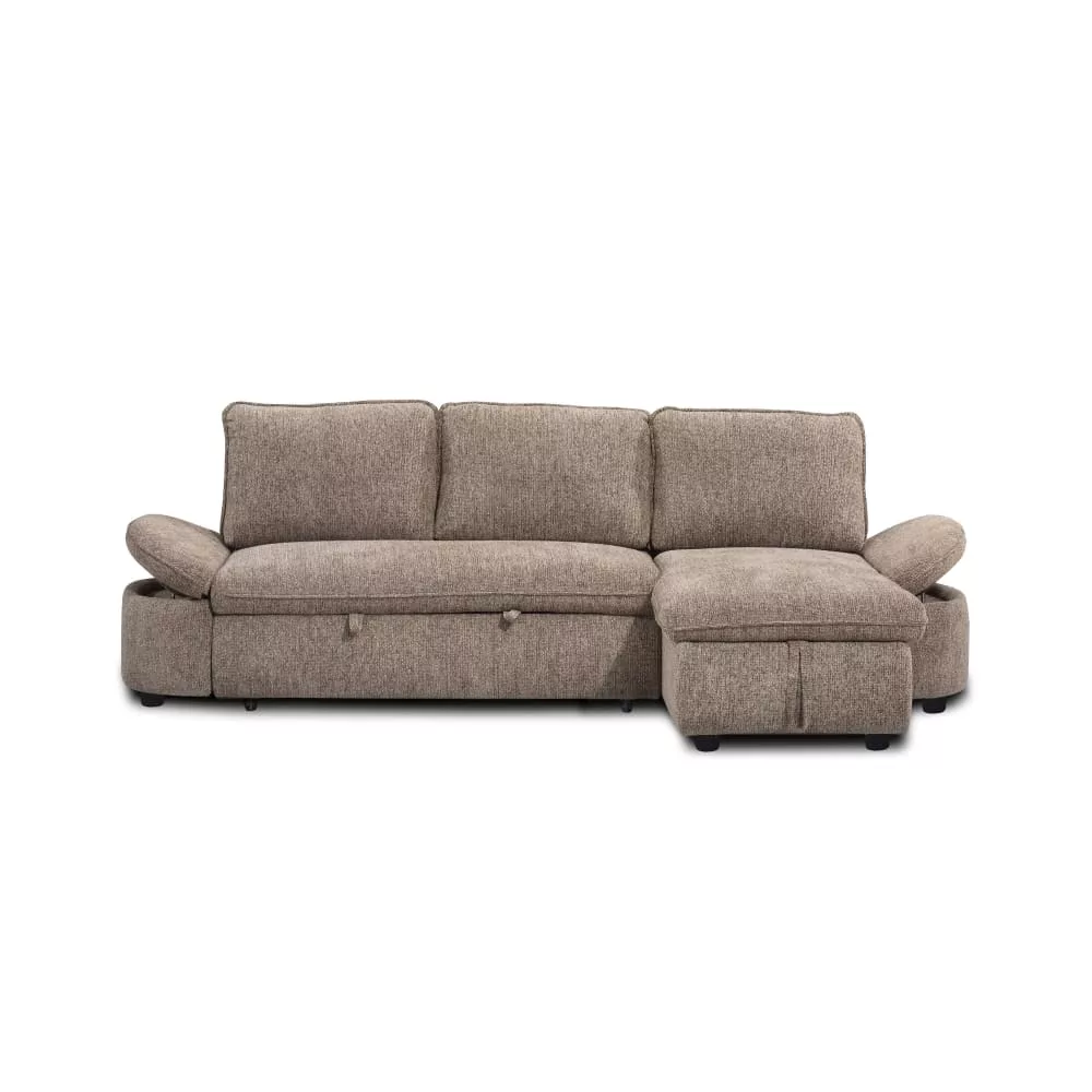 Canapé d'angle convertible en tissu chenille 4 places Lorma