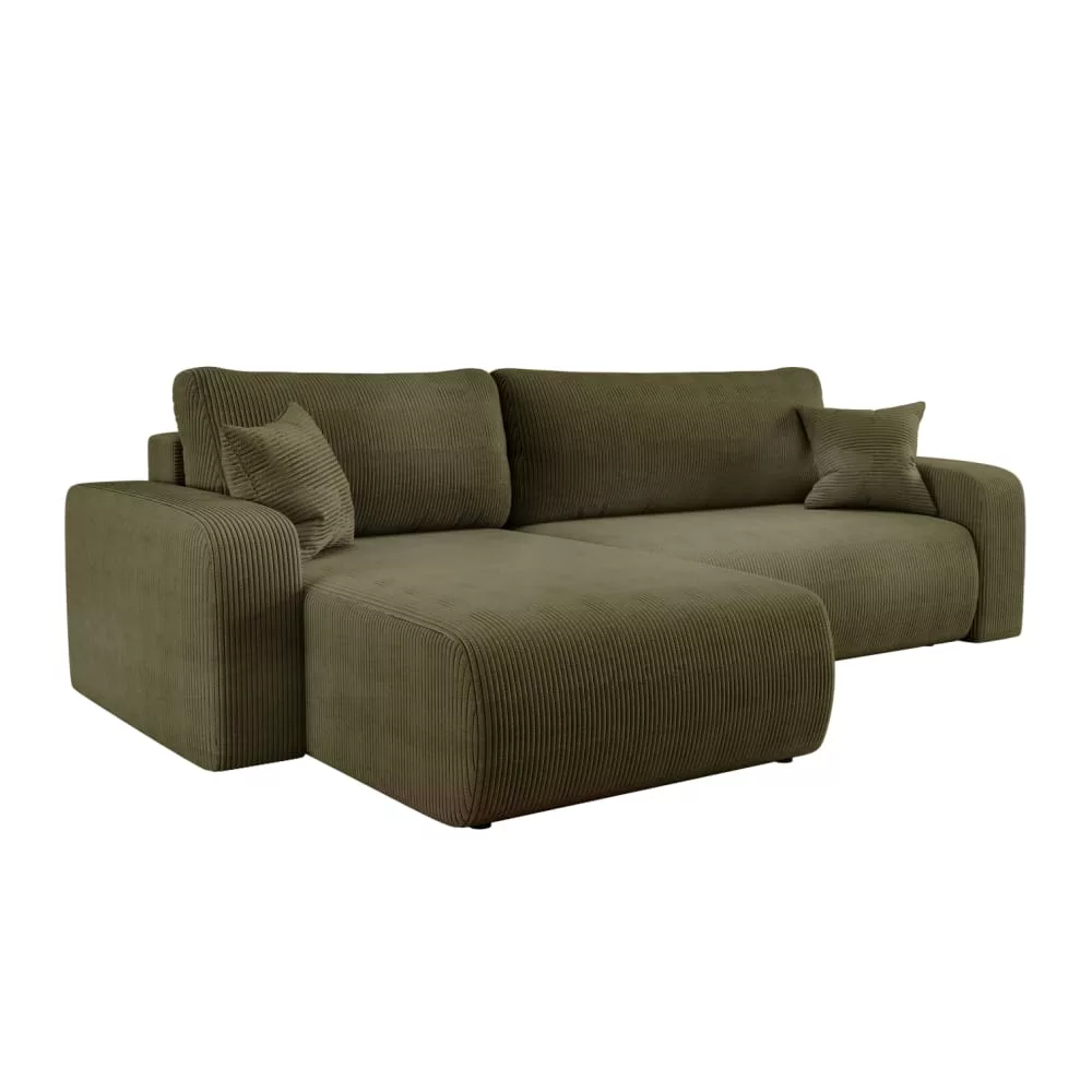Canapé FARAH d'angle max réversible et convertible 5 places en velours côtelé