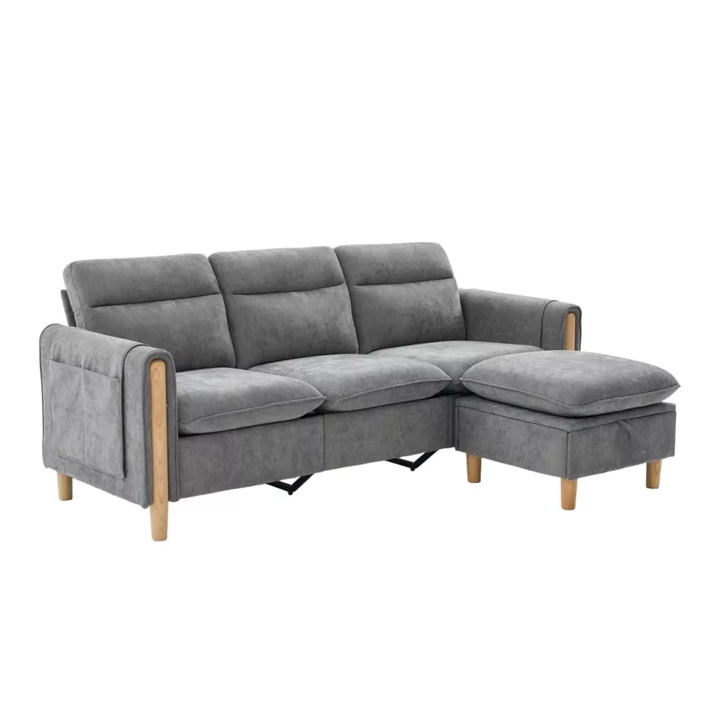 Canapé d'angle en chenille avec rangement