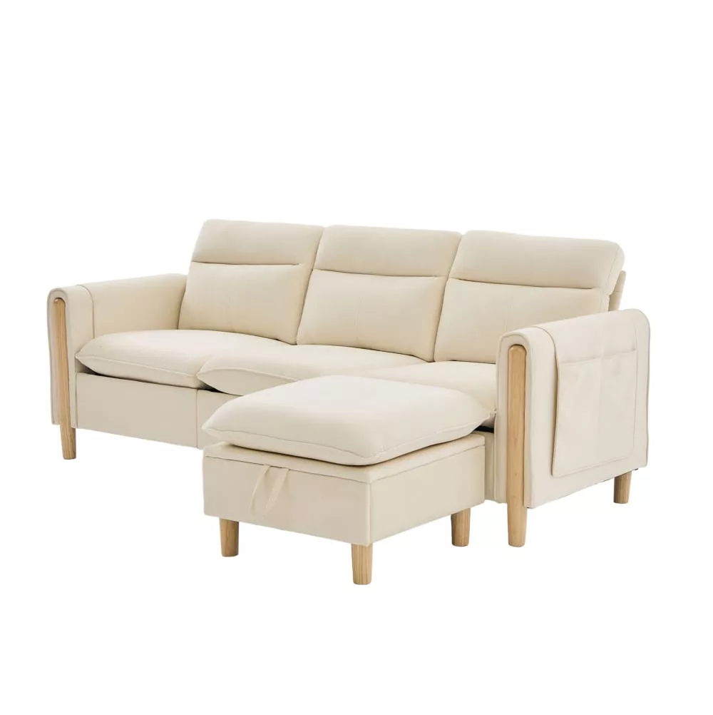 Canapé d'angle en chenille avec rangement