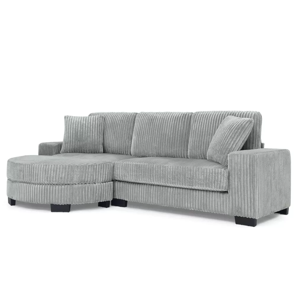Canapé d’angle en velours avec pouf modulable
