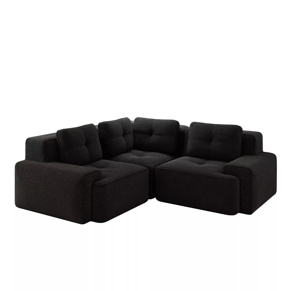 Canapé d'angle en velours côtelé avec design modulaire
