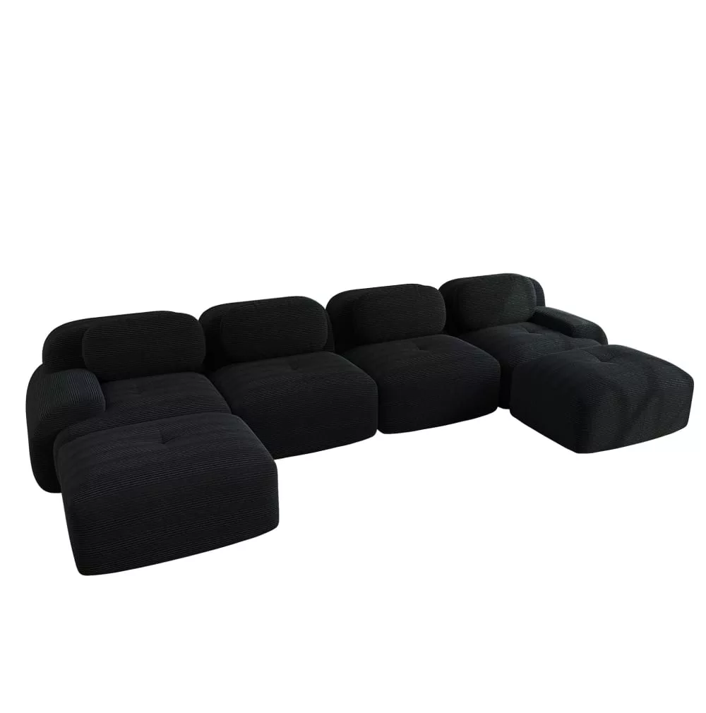 Canapé d'angle modulaire en velours côtelé