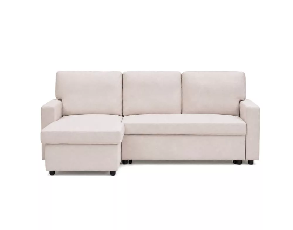 Meiya – canapé d'angle réversible 4 places convertible avec coffre en tissu