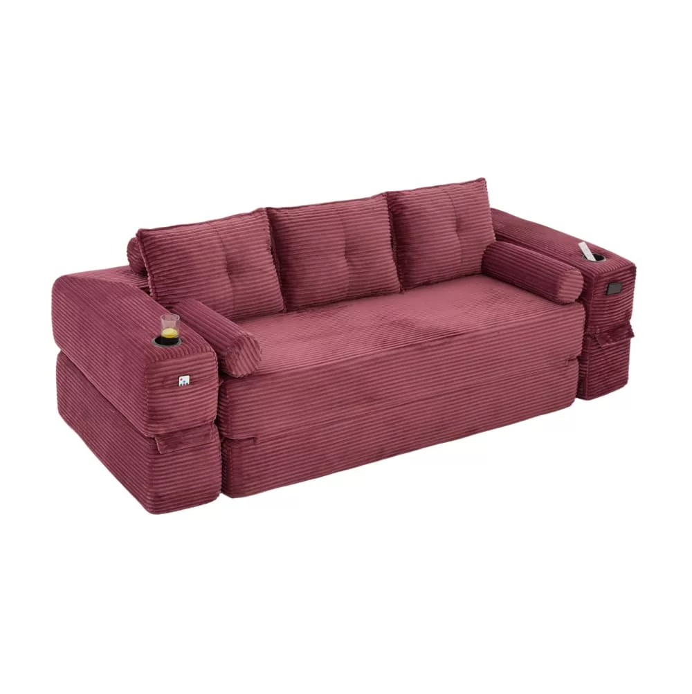 Canapé en velours côtelé avec couchage