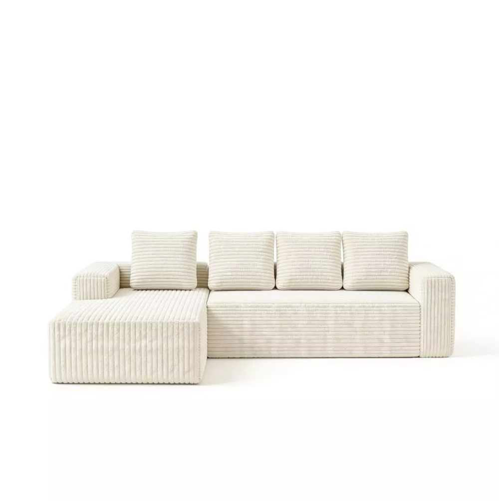 Canapé modulable en velours polyester côtelé
