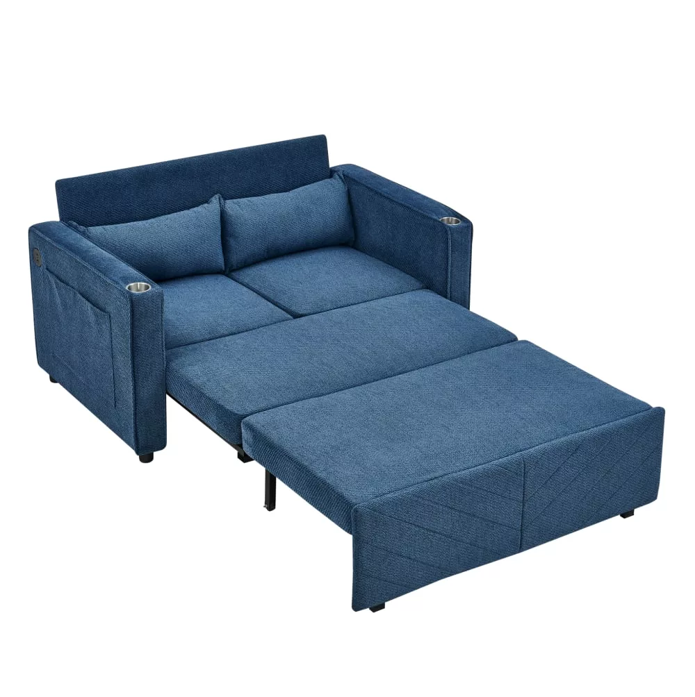Canapé convertible 2 places en velours polyester