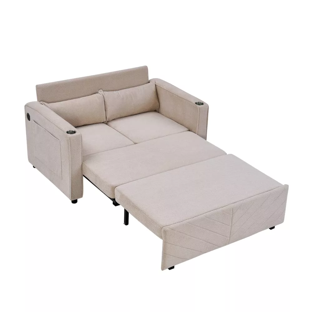 Canapé convertible 2 places en velours polyester